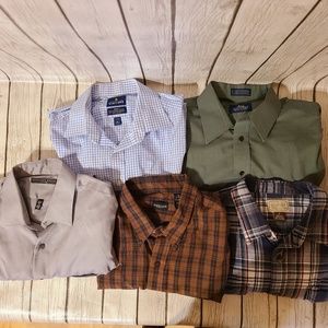 Mens Lot of 5 Long Sleeve Button Down Shirts Stafford Van Heusen Size XL 17